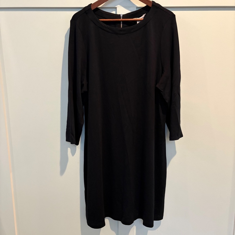 Tommy Bahama Darcy Dress Womens XL Black 3/4 Sleeve Shift UPF 30 SW621381 - Picture 3 of 15